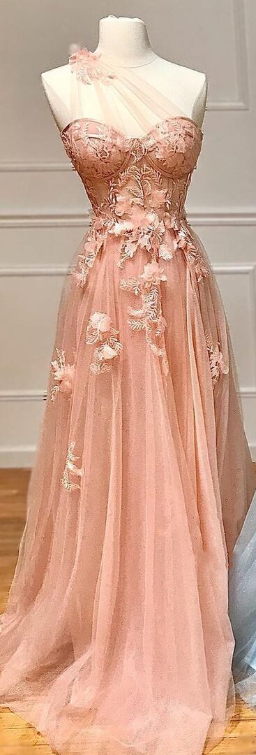 Lilac One Shoulder Floral Split Prom Dress Serene Hill LA71881