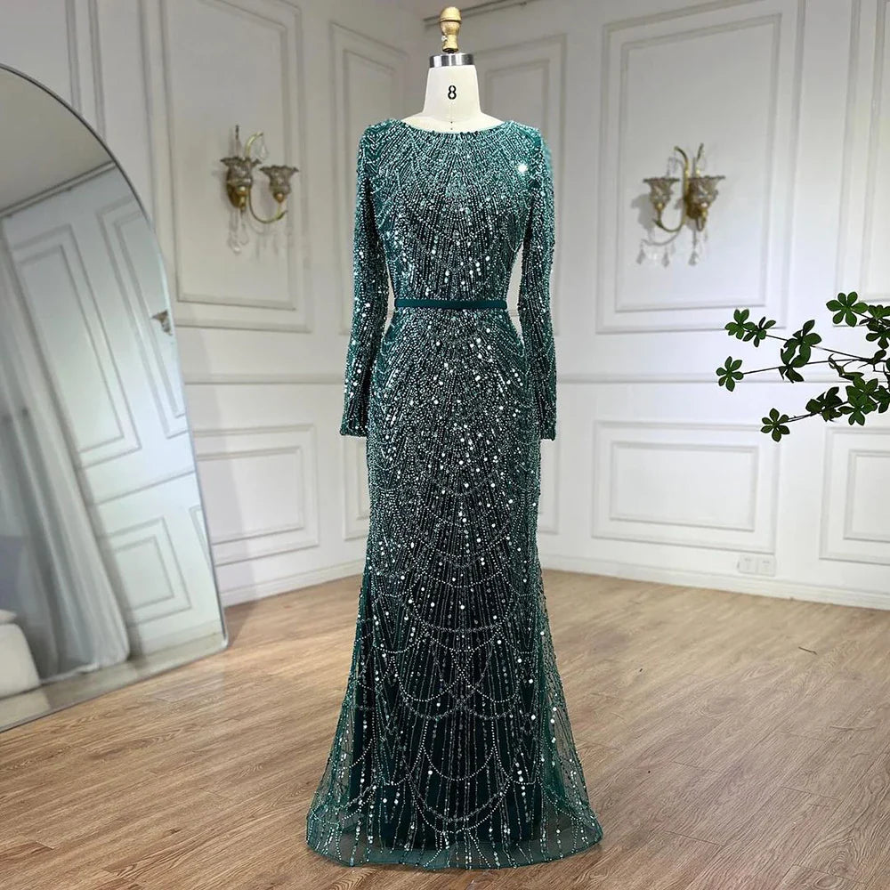 Serene Hill Muslim Nude Mermaid Long Cape Dubai Arabia Luxury Evening Dresses Gowns for Women Wedding Party 2024 LA72032