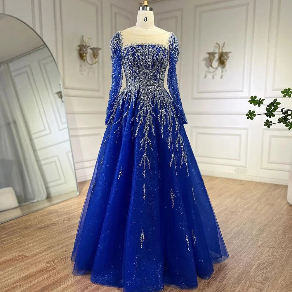 Luxury Pink Long Sleeves Dubai  Evening Dresses  Gowns For Party LA71915