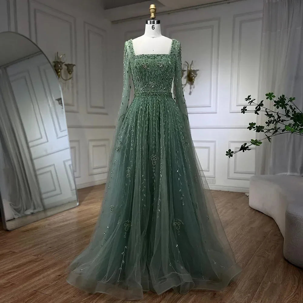 Luxury Designer Pink Dubai Evening Dress With Cape  LA71803A