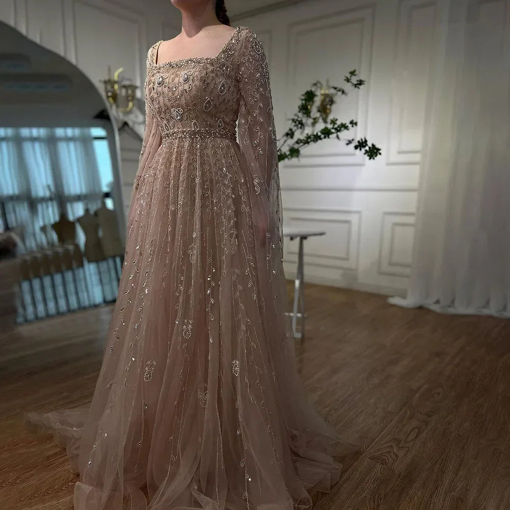 Luxury Designer Pink Dubai Evening Dress With Cape  LA71803A