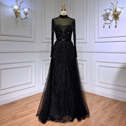 Luxury Nude Muslim Beaded Tassel Mermaid Evening Wedding Party Dresses LA71533