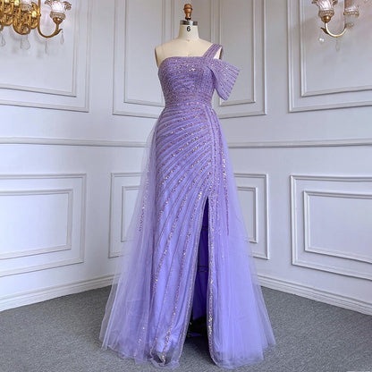 Luxury Sage Green Evening Dress One Shoulder Wedding Party Gowns LA71651