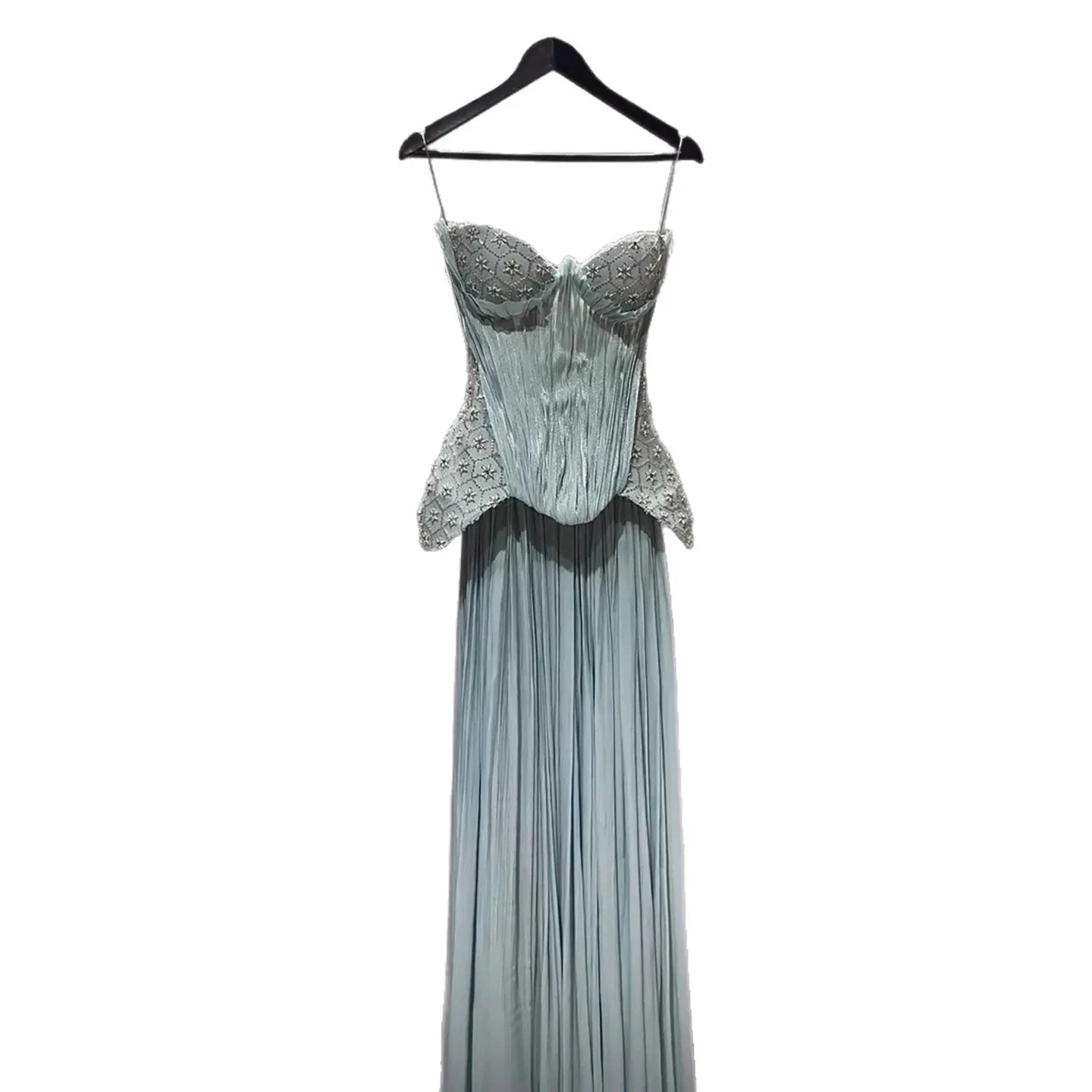 Luxury Sage Green Two Pieces Corset Evening Dress LA73360