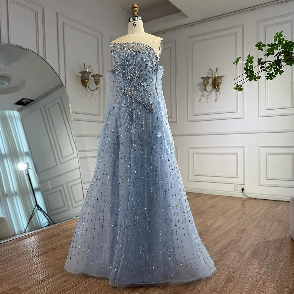 Luxury Nude Crystal Beaded A-Line Evening Dress with Split LA72949