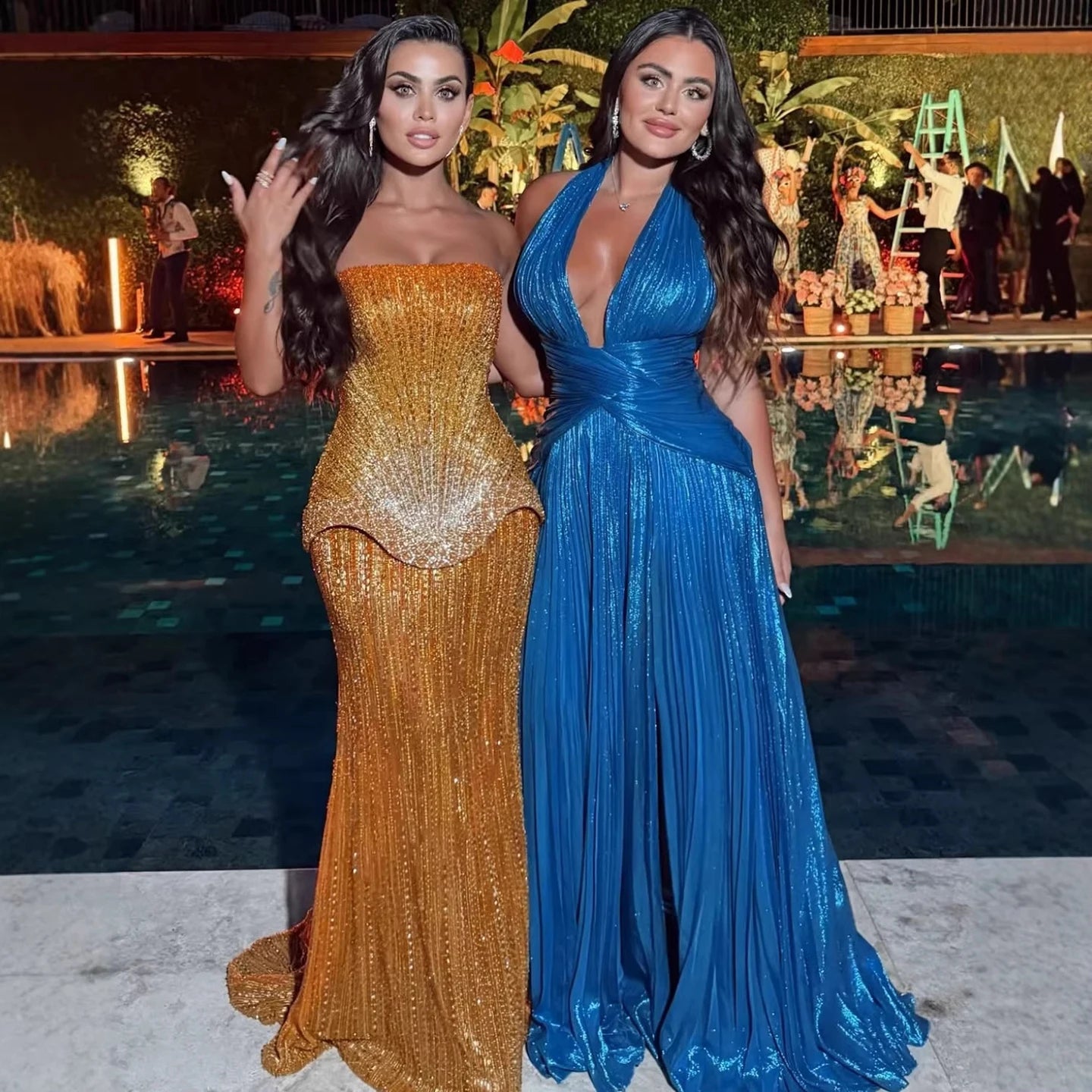 Wasisi Arabic Orange Two Pieces Corset Evening Dress LA73444