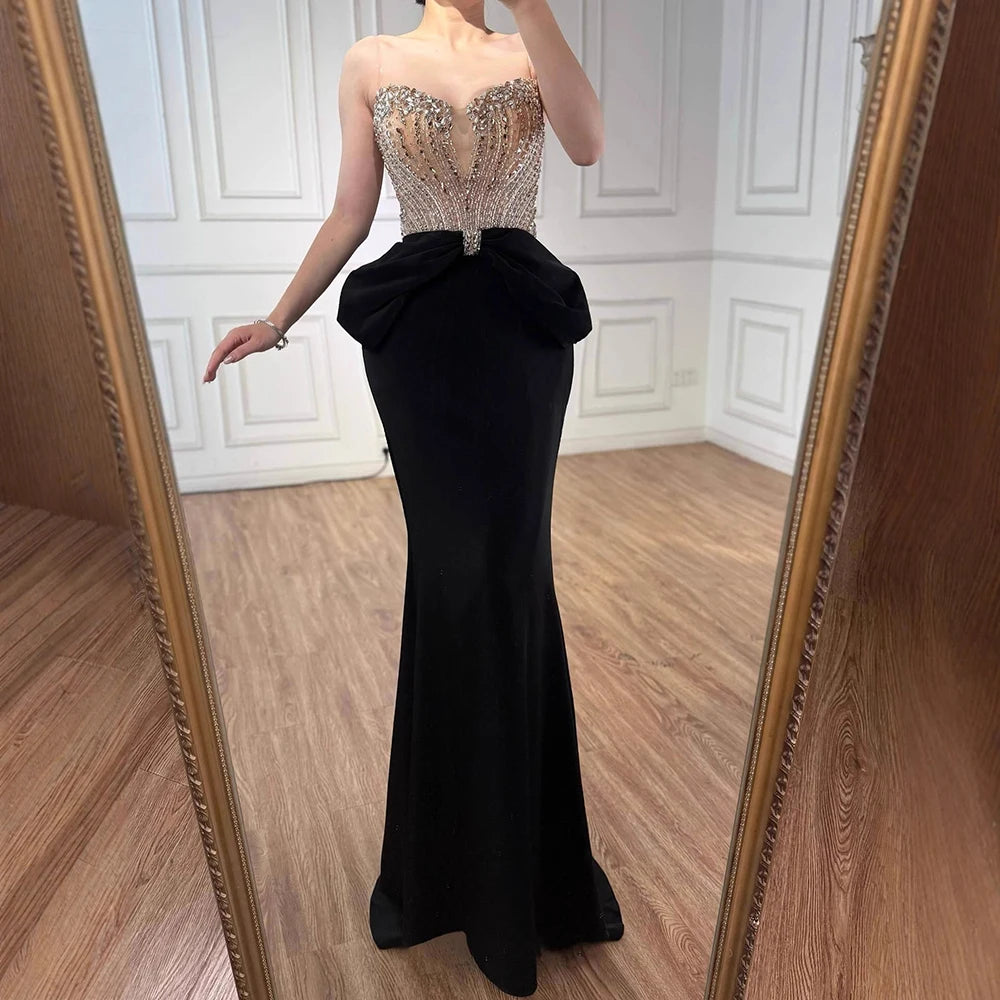 Luxury Red Satin Evening Dress with Bow Designer Gown LA73060