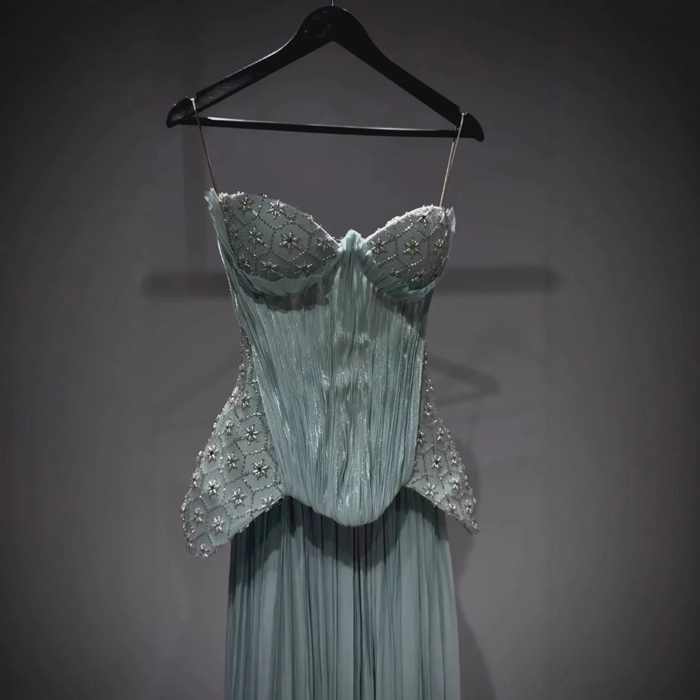 Luxury Sage Green Two Pieces Corset Evening Dress LA73360