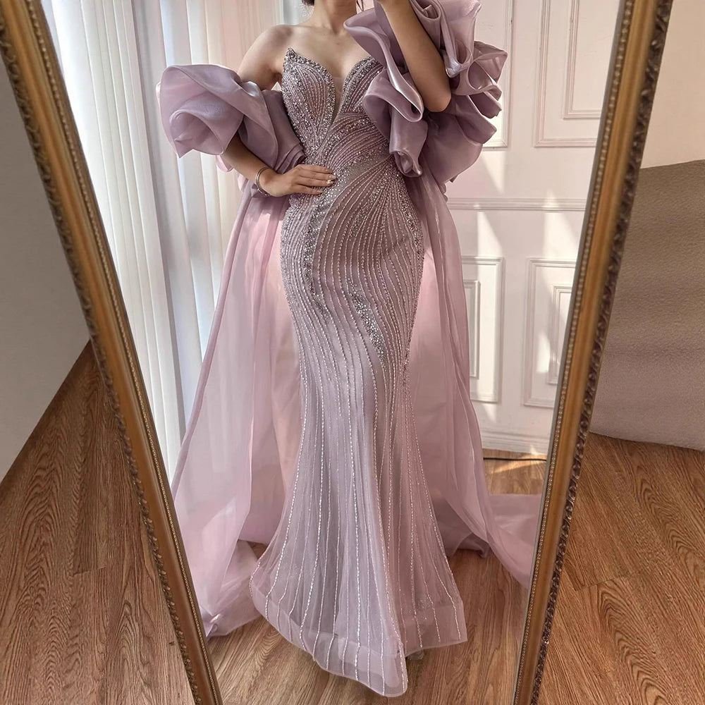 Luxury Red   Mermaid Evening Dress with Cape LA72896